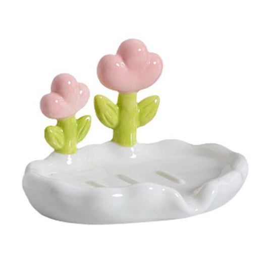Laundry Soap Holder Cute PP Flower Soap Box Soap Dish Tray Drying Rack for Shower Sponge Container Drain Home Bathroom Accessory