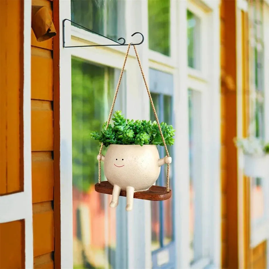 Swing Face Planter Pots, Wall Hanging Planters, Smile Face Resin Flower Pot for Flowers Big Succulent , Creative Pot