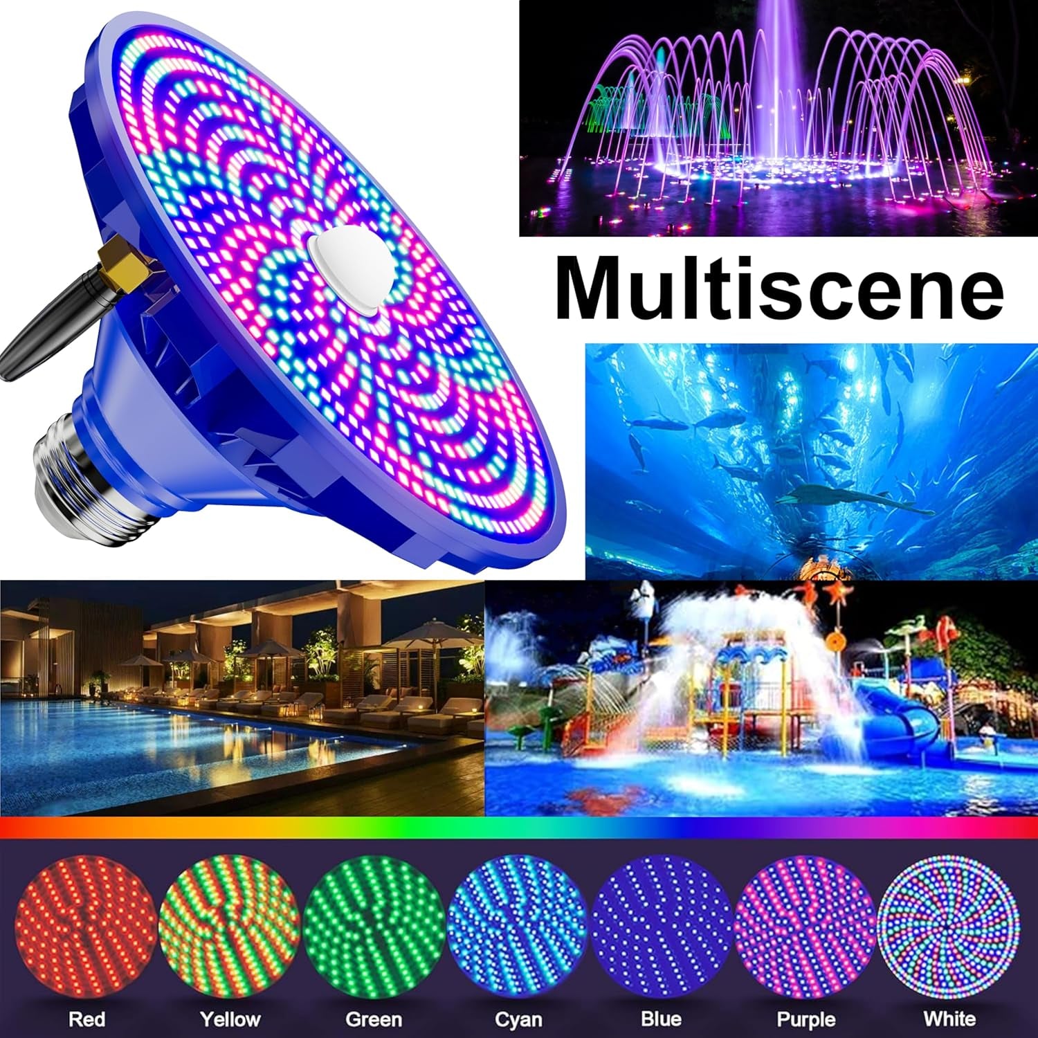 RGBW Pool Light Bulb for Inground Pools – 90W LED Swimming Pool Lights Bulb with 12 Color Modes, Adjustable Brightness & Speed, Remote Control, Energy Efficient, E26 Base