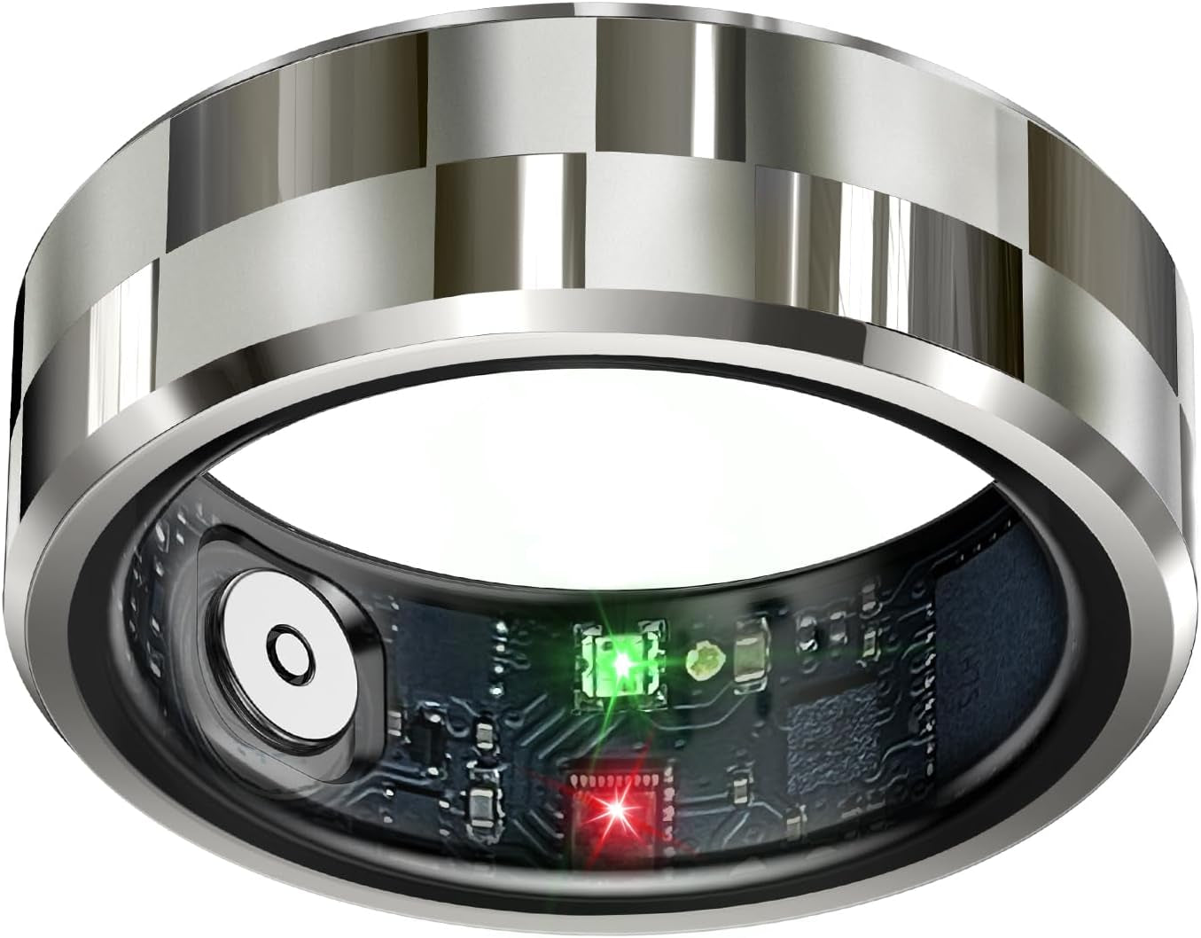 Smart Ring  Tracker, Sleep Tracker Ring with Heart Rate, Waterproof Fitness Ring for Activity Monitoring/Steps/Distance/Calories,Air Gestures,Up to 7Day Battery,For Ios Android(Stylish Silver#8)