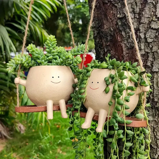 Swing Face Planter Pots, Wall Hanging Planters, Smile Face Resin Flower Pot for Flowers Big Succulent , Creative Pot