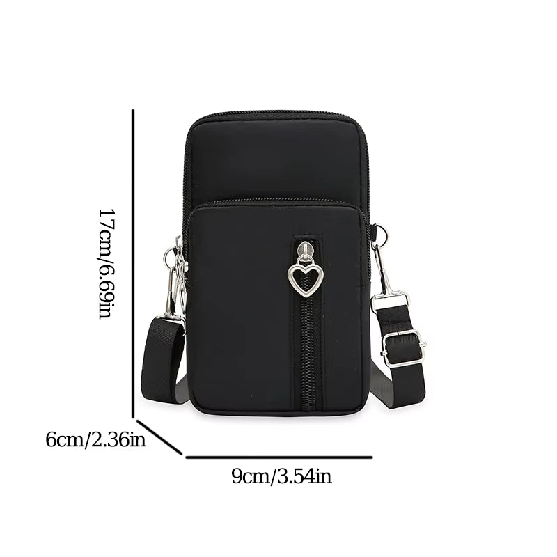 Waterproof Mobile Phone Bag Women'S Mini Oxford Crossbody Bag Daily Multi-Layer Zipper Purse Casual Outdoor  Nylon Bag