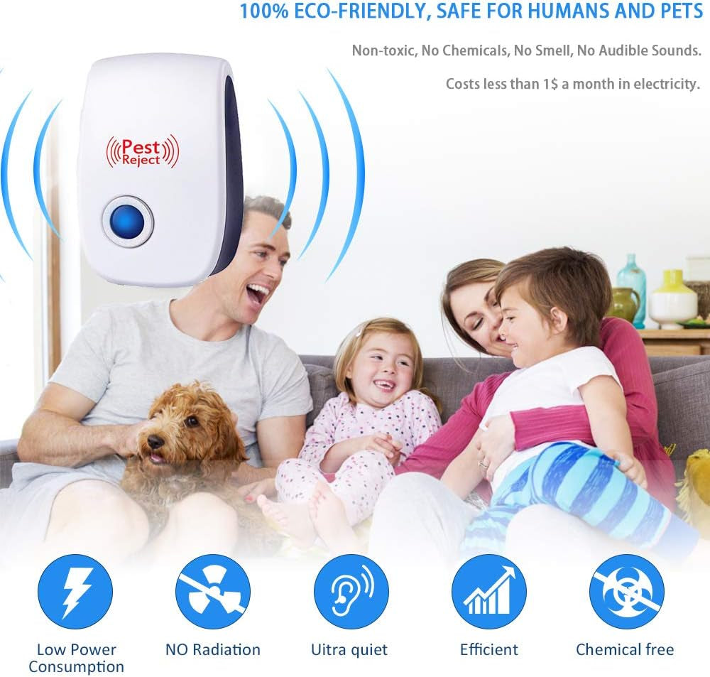 4 Pack Pest Repeller, Mice Repellent, Ant Cockroaches Mosquitoes Bed Bugs Spiders Repellent Indoor, Electronic Pest Repeller