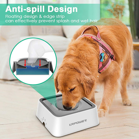 2.5L Dog Water Bowl 85Oz Large Capacity Dog Bowls No Spill Pet Water Dispenser for Messy Drinkers Splash Proof Slow Feeder Vehicle Carried  Bowl for Dogs, Cats &Pets