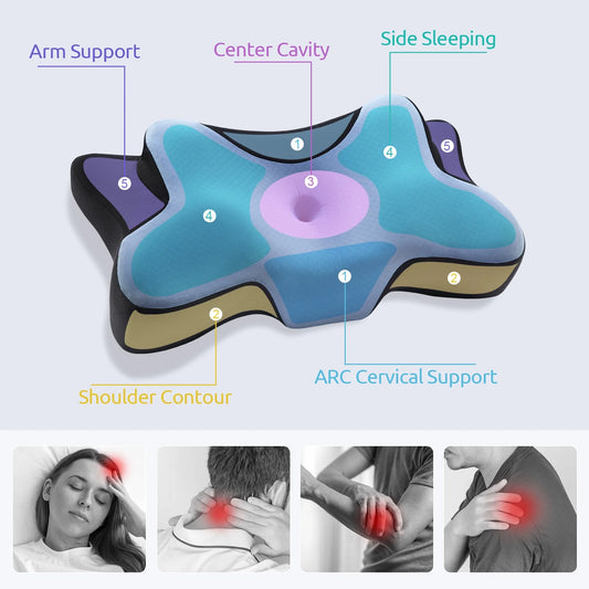 Contour Memory Foam Cervical Pillows for Pain Relief Sleeping,Ergonomic Orthopedic Neck Bed Pillow with Covers Queen Size 26