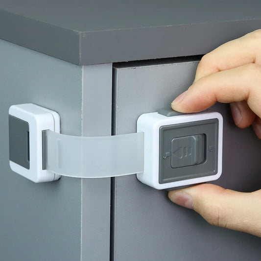 New Version Child Safety Locks 4-Pack. Baby Proof Cabinets, Drawers with Easy Adjustable Strap Length, Double Lock Option, Easier Latch for  to Open. Secure Oven, Refrigerator, Toilet, Doors