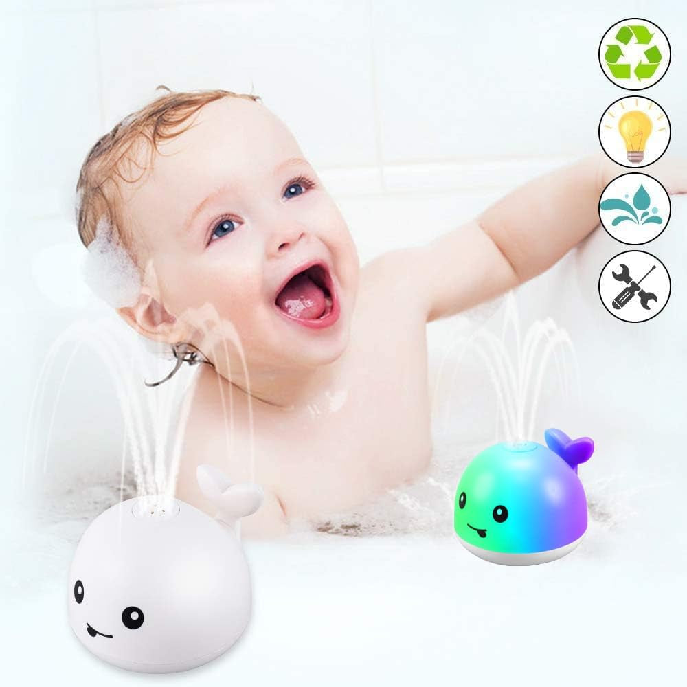 Baby Bath Toys, Whale Spray Water Bath Toy, Sprinkler Bathtub Shower Toys for Toddlers Kids Boys Girls, Pool Toy for Baby (White)