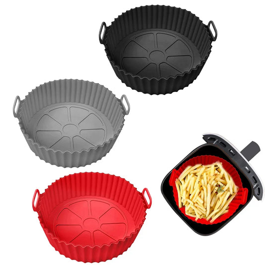 Air Fryer Silicone Liners Air Fryer Silicone Pot Reusable Silicone Air Fryer Liners  Safe Non Stick Air Fryer Basket Accesso