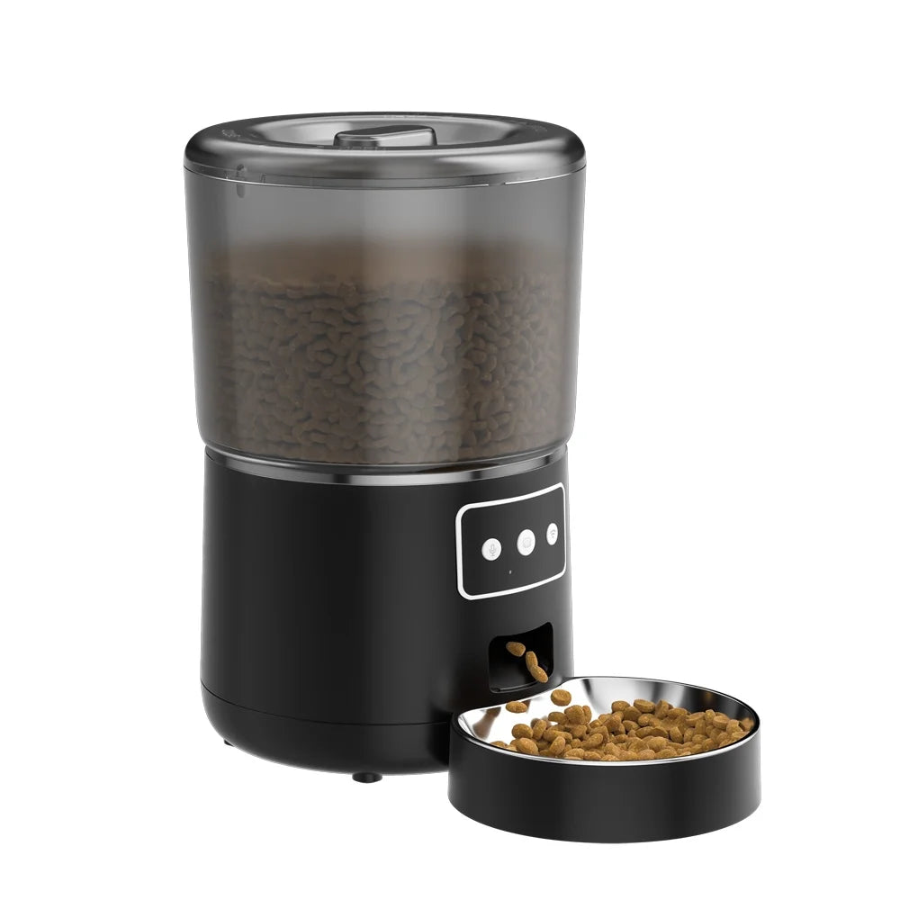 Wifi Pet Feeder Automatic Smart Dog Cat Dry  Dispenser Feeding Bowl 4L Black