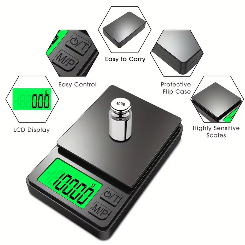 Precision Pocket Scale 1000G X 0.1G - Digital Gram  Jewelry Ounces/Grains Scale with Backlit LCD - Mini Scale for
