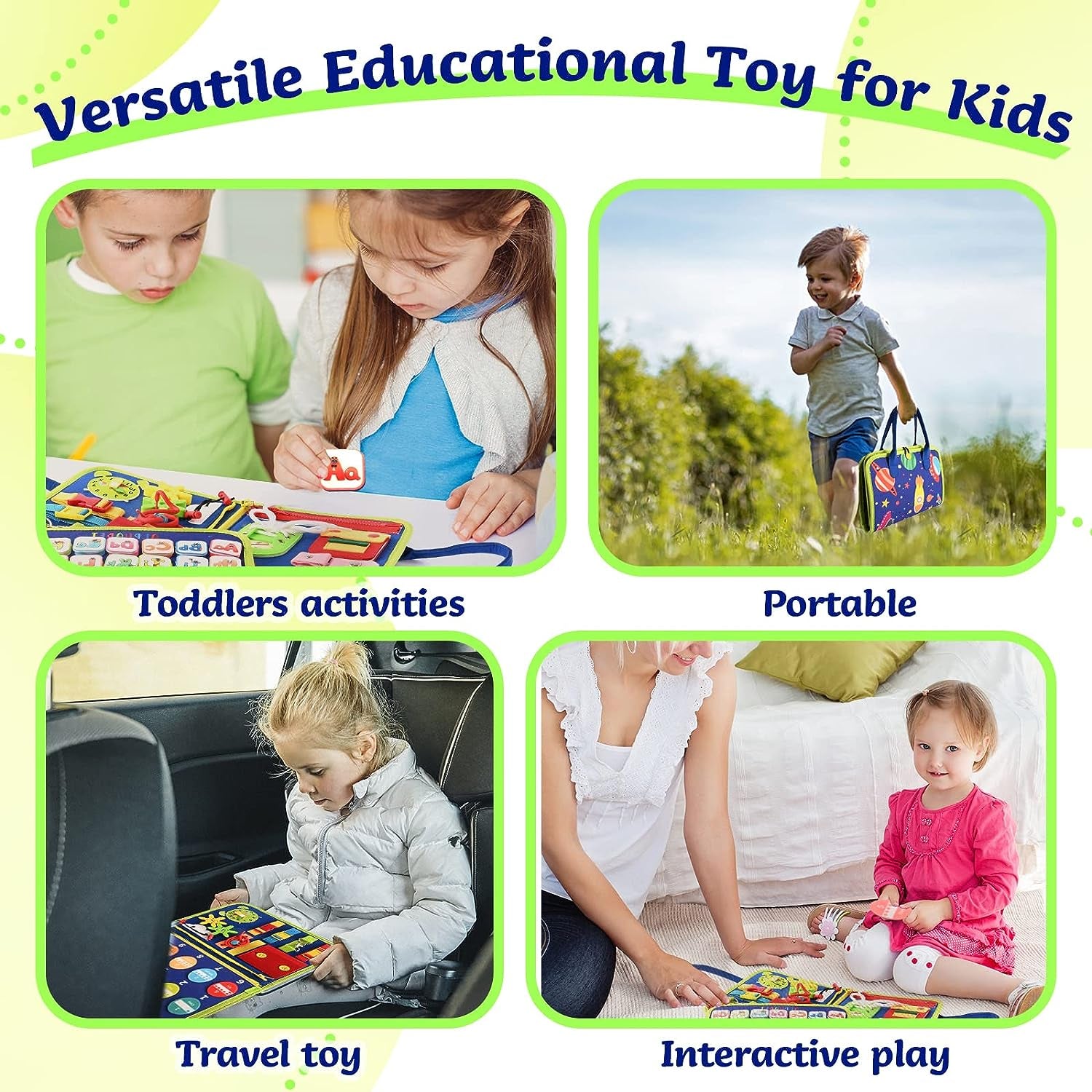 Montessori Busy Board | 1-4 Year Old Toddler Learning Toy |  Skills Development | Montessori Sensory Playset | Early Childhood Education Tool | Portable  Preschool Activity Kit