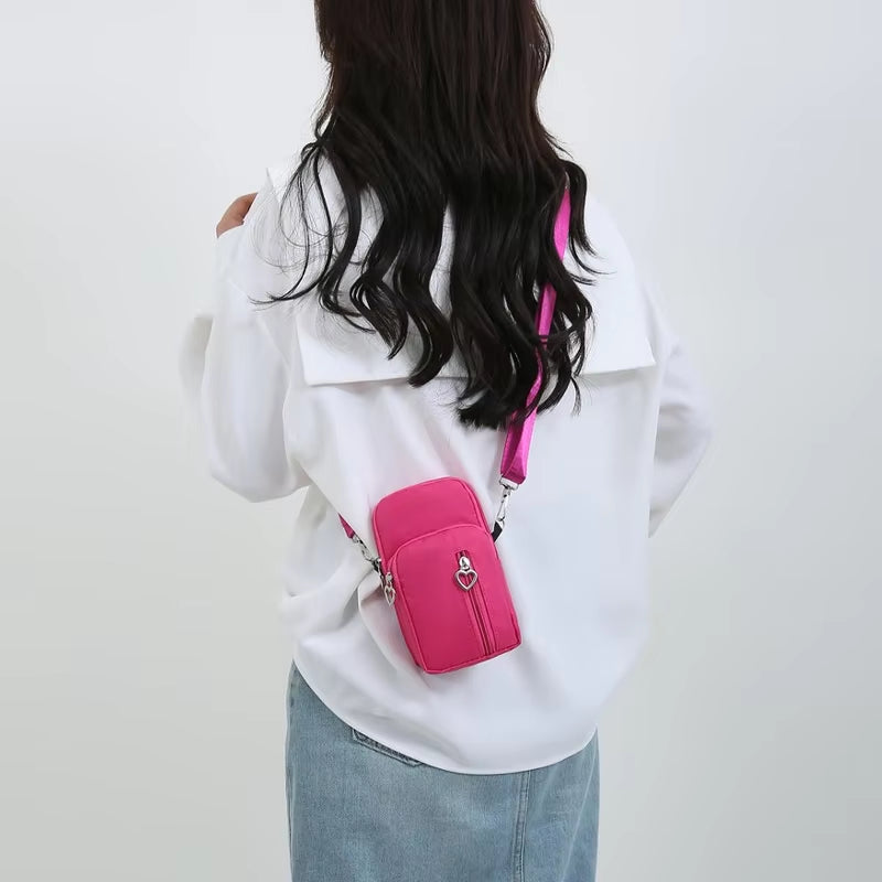 Waterproof Mobile Phone Bag Women'S Mini Oxford Crossbody Bag Daily Multi-Layer Zipper Purse Casual Outdoor  Nylon Bag