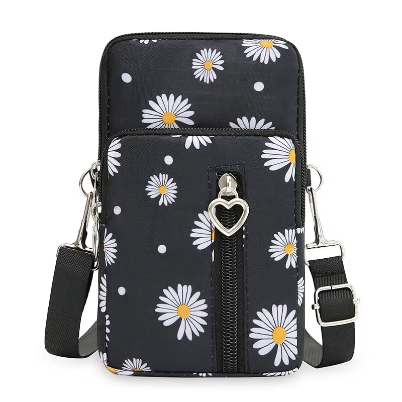 Waterproof Mobile Phone Bag Women'S Mini Oxford Crossbody Bag Daily Multi-Layer Zipper Purse Casual Outdoor  Nylon Bag