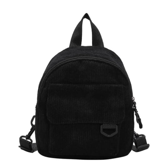 Minimalist and Versatile Striped Velvet Mini Backpack Students and Women for Leisure