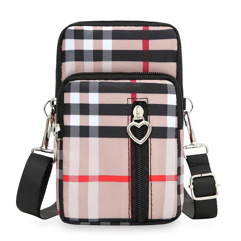 Waterproof Mobile Phone Bag Women'S Mini Oxford Crossbody Bag Daily Multi-Layer Zipper Purse Casual Outdoor  Nylon Bag