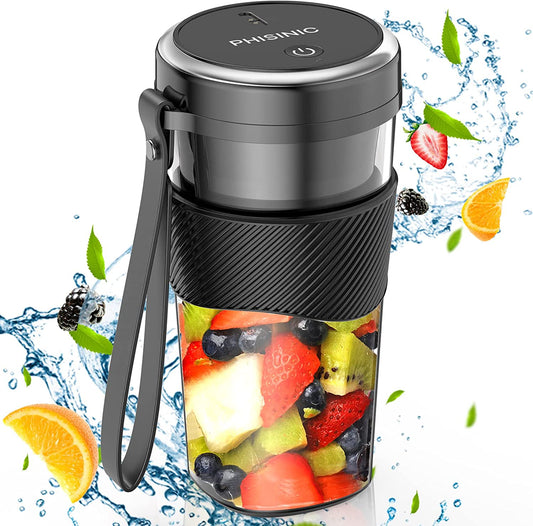 Portable Blender,  Personal Size Blender for Smoothies, Juice and Shakes, 12Oz USB Rechargeable Juice Blender Bottles, 60W Strong Power  Mini Blender for Sports, , Outdoors