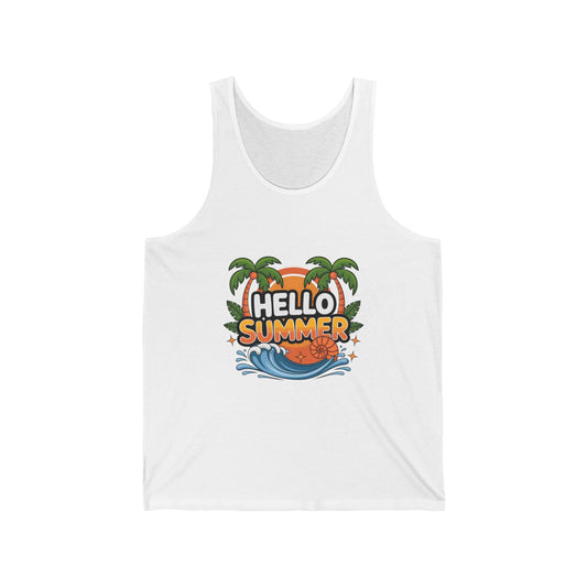 Hello Summer Unisex Jersey Tank – Beachwear & Pool Party Top
