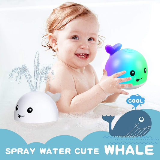 Baby Bath Toys, Whale Spray Water Bath Toy, Sprinkler Bathtub Shower Toys for Toddlers Kids Boys Girls, Pool Toy for Baby (White)