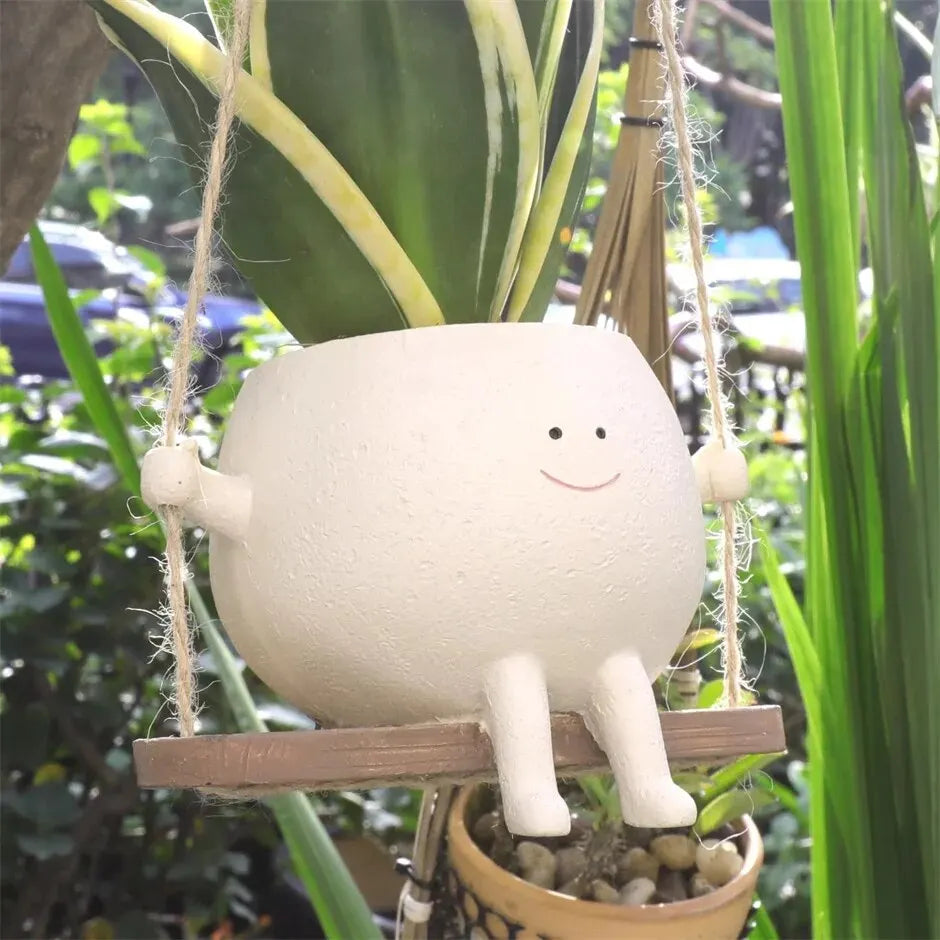 Swing Face Planter Pots, Wall Hanging Planters, Smile Face Resin Flower Pot for Flowers Big Succulent , Creative Pot
