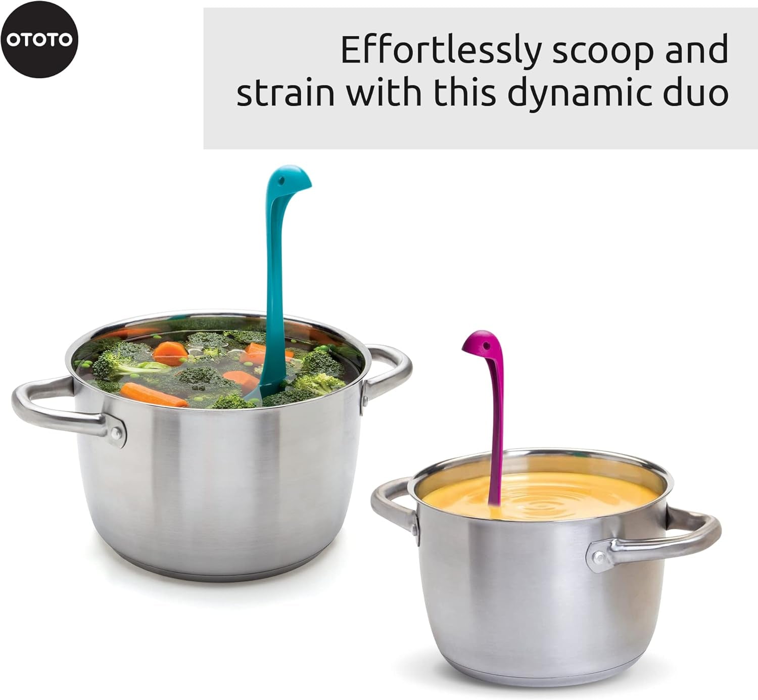 Purple Nessie Ladle & Turquoise Mama Nessie Colander Value Pack - Special Edition Soup Ladle & Colander Set - Ladles for Cooking - Kitchen Colander for Pasta - Dishwasher Safe & BPA Free Ladle