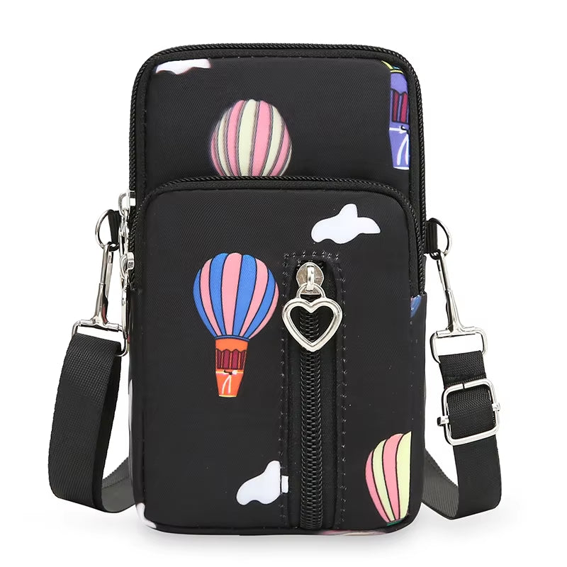 Waterproof Mobile Phone Bag Women'S Mini Oxford Crossbody Bag Daily Multi-Layer Zipper Purse Casual Outdoor  Nylon Bag
