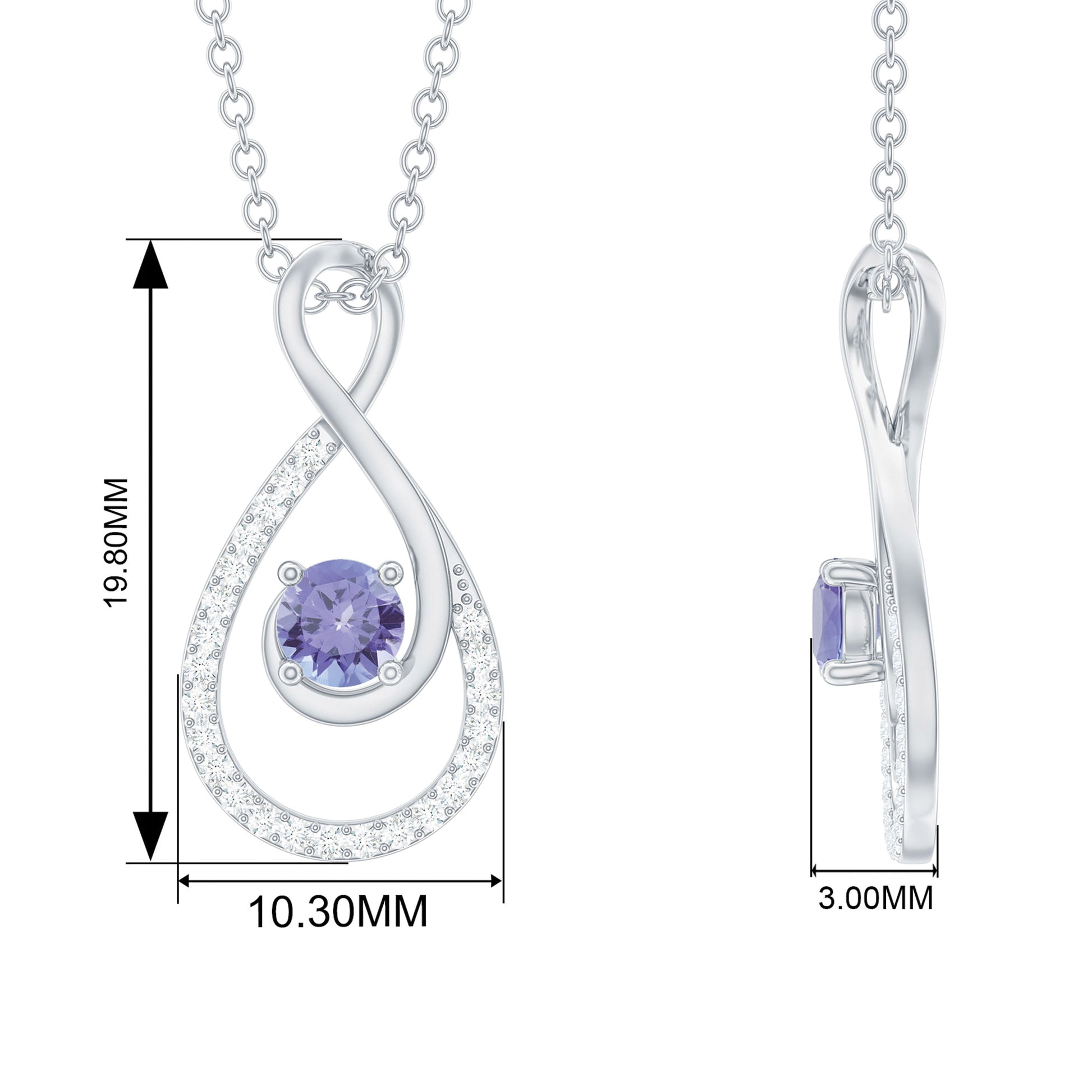 Tanzanite and Diamond Teardrop Pendant Necklace for Women, 14K Yellow Gold
