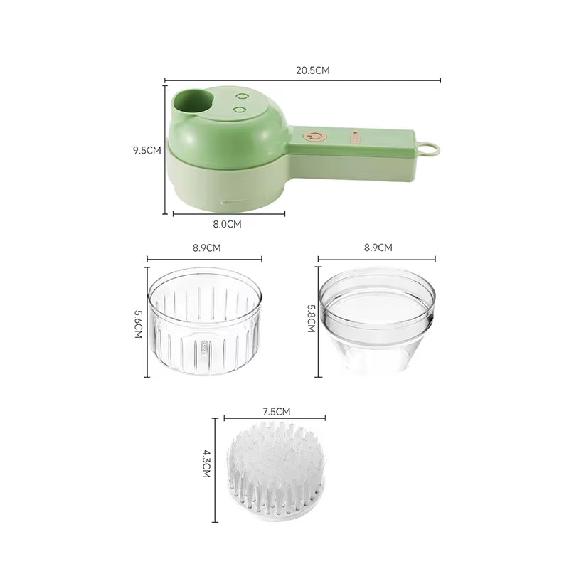 4In1 Electric Vegetable Cutter Set Handheld Wireless Electric Garlic Masher  Chopper Meat Grinder Machine  Peel Slice