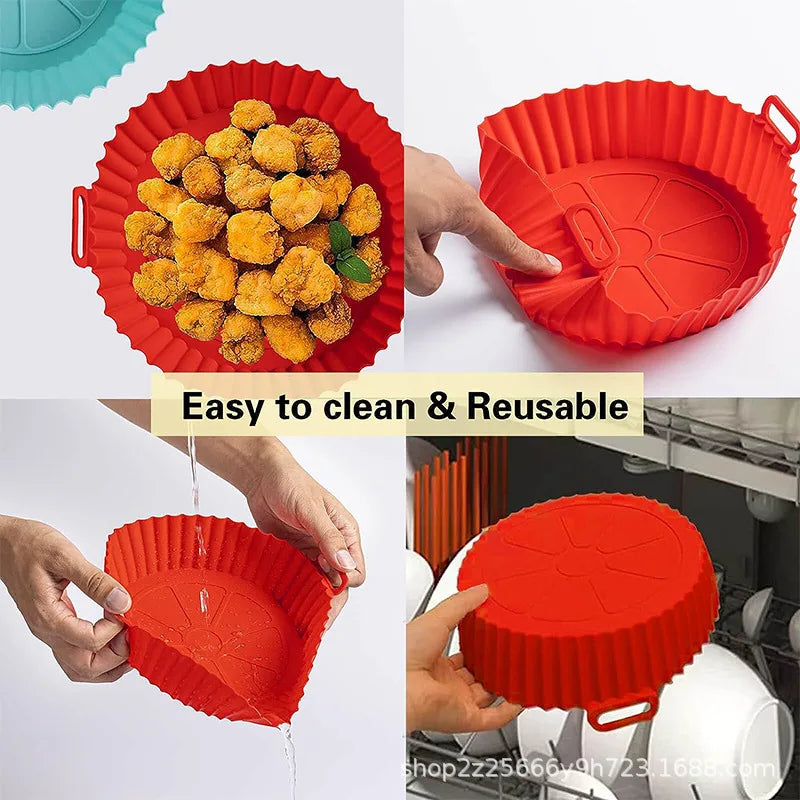 Air Fryer Silicone Liners Air Fryer Silicone Pot Reusable Silicone Air Fryer Liners  Safe Non Stick Air Fryer Basket Accesso