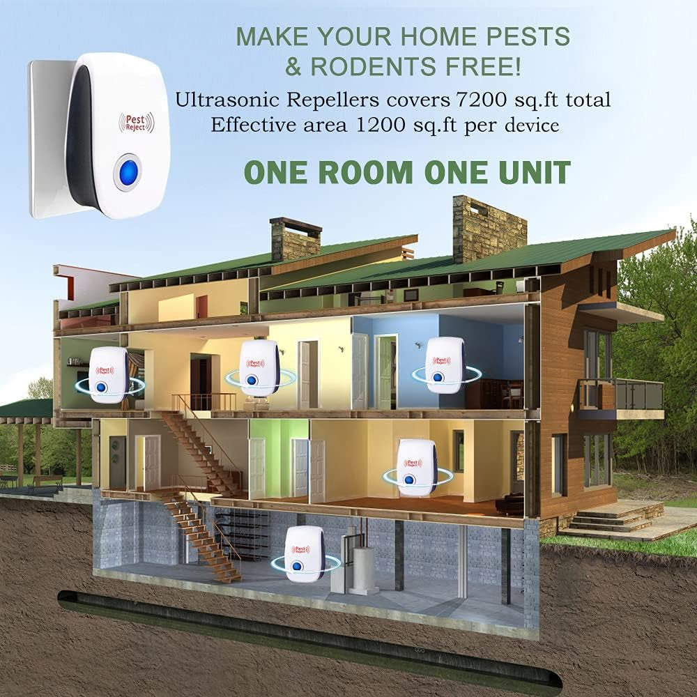 4 Pack Pest Repeller, Mice Repellent, Ant Cockroaches Mosquitoes Bed Bugs Spiders Repellent Indoor, Electronic Pest Repeller