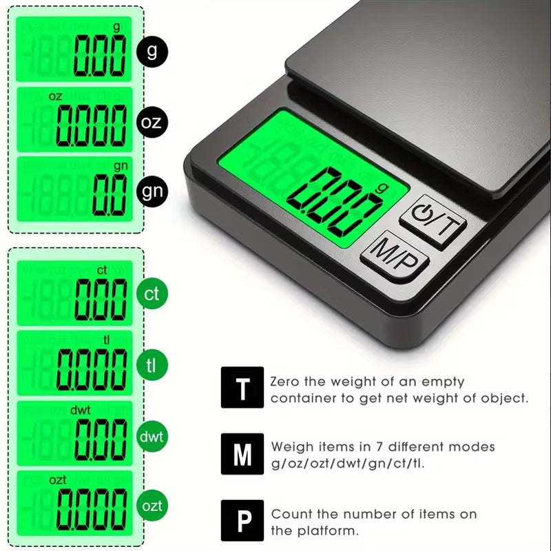 Precision Pocket Scale 1000G X 0.1G - Digital Gram  Jewelry Ounces/Grains Scale with Backlit LCD - Mini Scale for