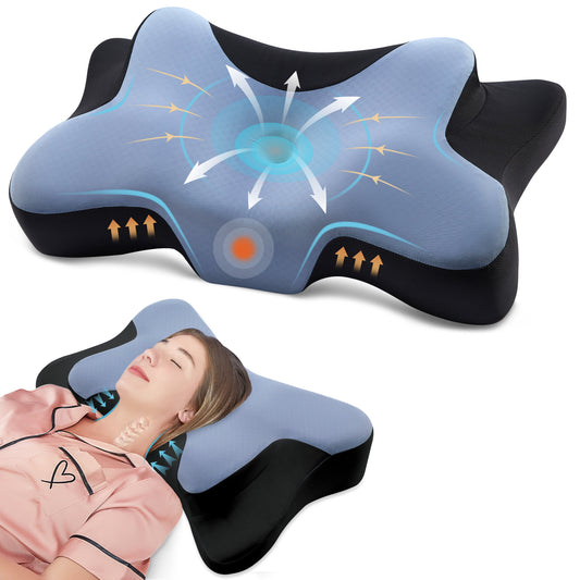Contour Memory Foam Cervical Pillows for Pain Relief Sleeping,Ergonomic Orthopedic Neck Bed Pillow with Covers Queen Size 26