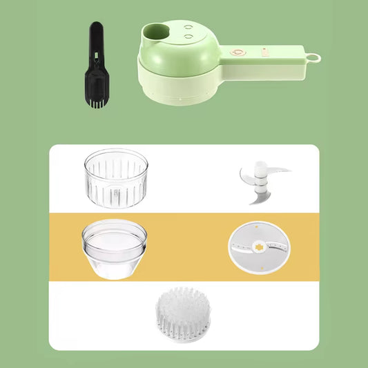 4In1 Electric Vegetable Cutter Set Handheld Wireless Electric Garlic Masher  Chopper Meat Grinder Machine  Peel Slice