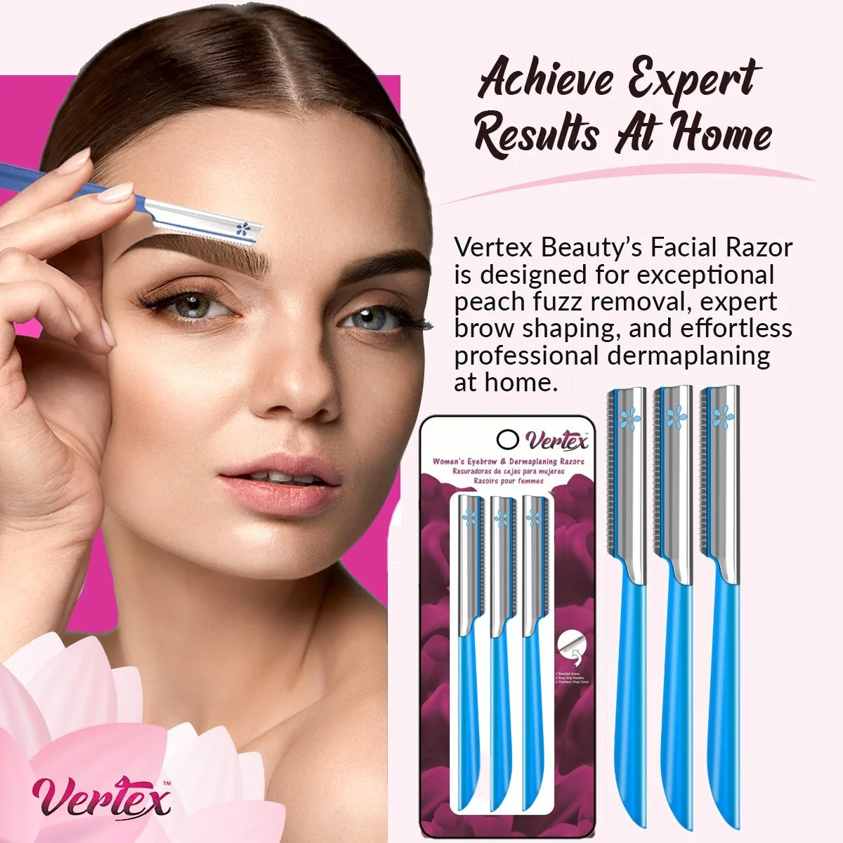 Beauty Womens Face Razor for Peach Fuzz Removal Facial Hair Shaver Dermaplaning Tool Women  Trimmer to Remove Fine Hair Blue Eyebrow Razors Remover Dermaplane Exfoliating Sensitive Skin
