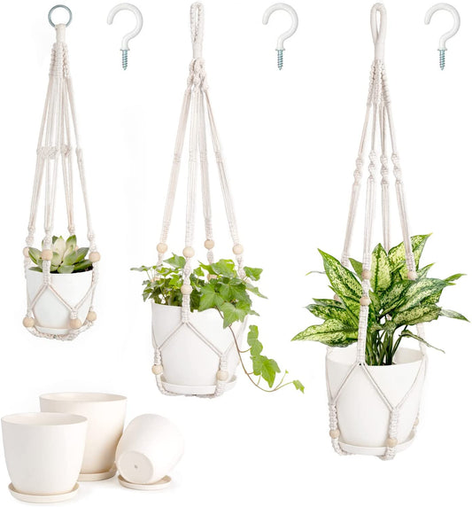 3 Pack  Plant Hangers with Pots, 35