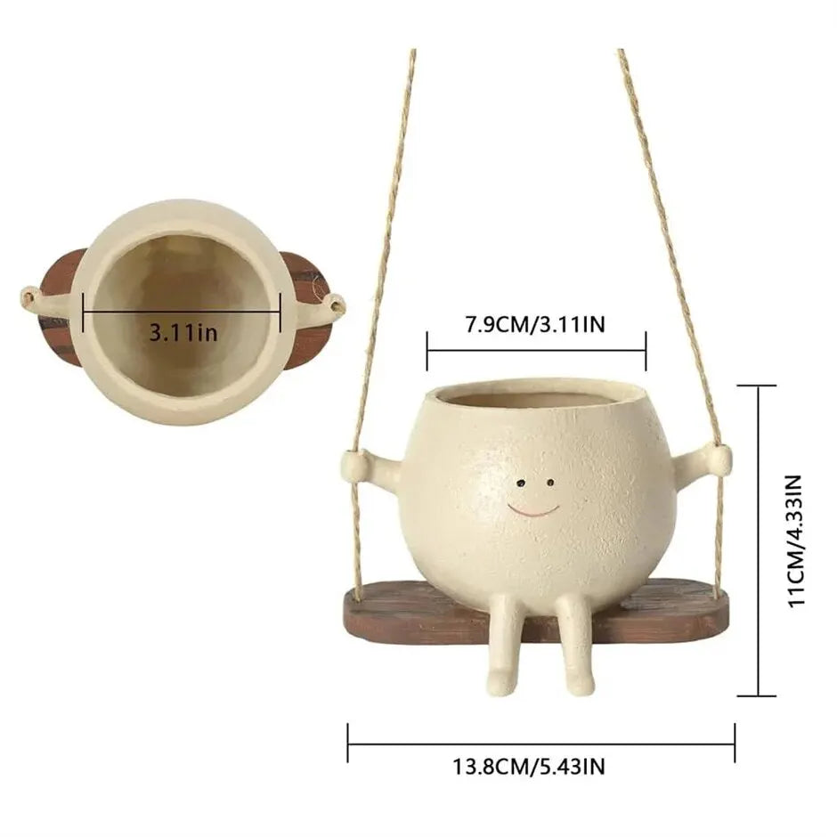 Swing Face Planter Pots, Wall Hanging Planters, Smile Face Resin Flower Pot for Flowers Big Succulent , Creative Pot