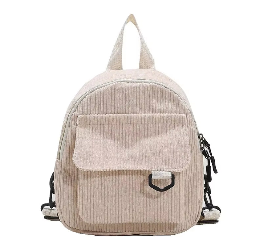 Minimalist and Versatile Striped Velvet Mini Backpack Students and Women for Leisure