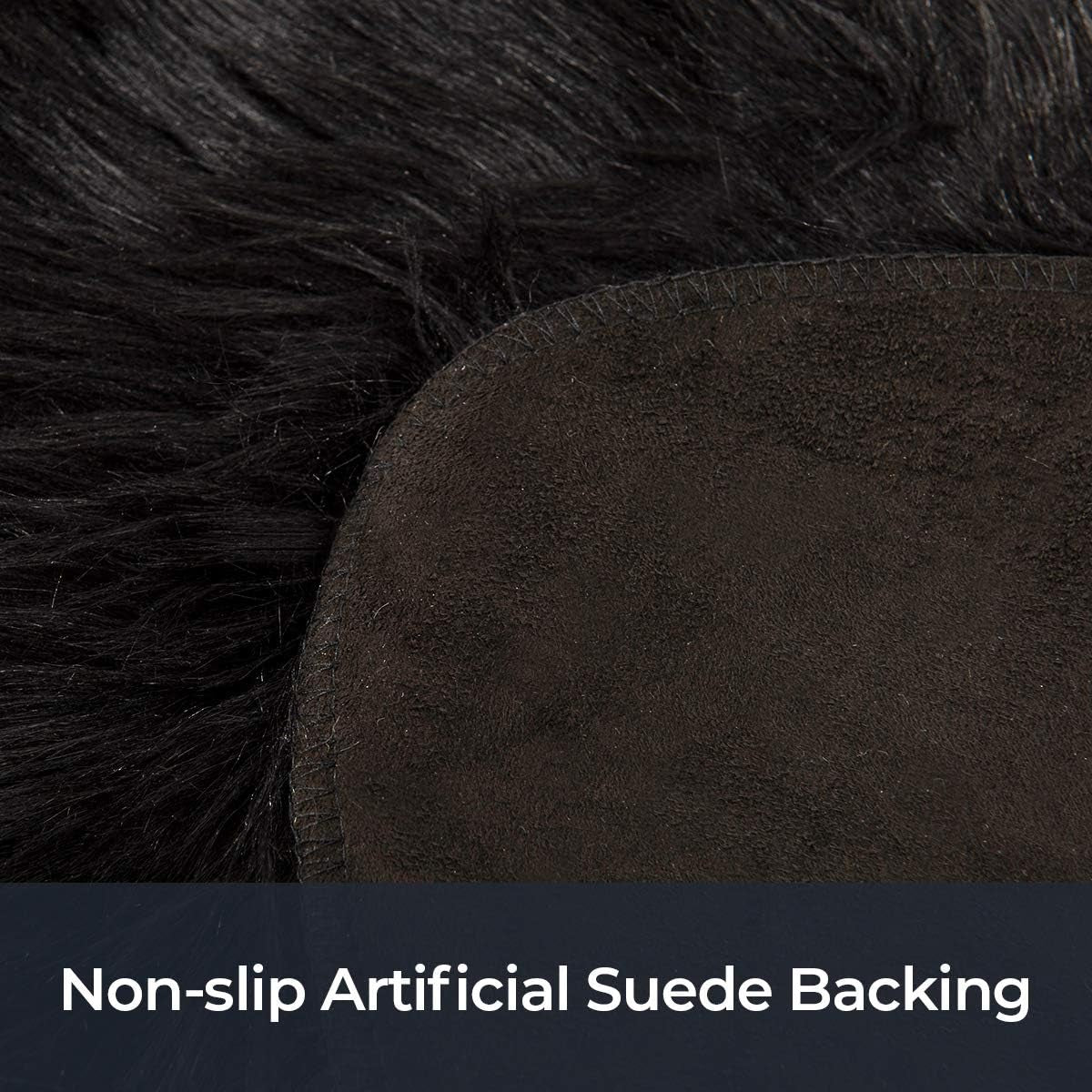 Faux Sheepskin Fur Area Rug Black, 2X3 Feet, 2 Pack, Fluffy Soft Fuzzy Plush Shaggy Carpet Throw Rug for Indoor Floor, Sofa, Chair, Bedroom, Living Room, Home Decoration
