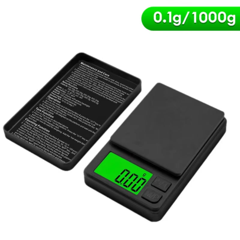 Precision Pocket Scale 1000G X 0.1G - Digital Gram  Jewelry Ounces/Grains Scale with Backlit LCD - Mini Scale for