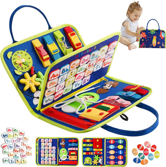 Montessori Busy Board | 1-4 Year Old Toddler Learning Toy |  Skills Development | Montessori Sensory Playset | Early Childhood Education Tool | Portable  Preschool Activity Kit