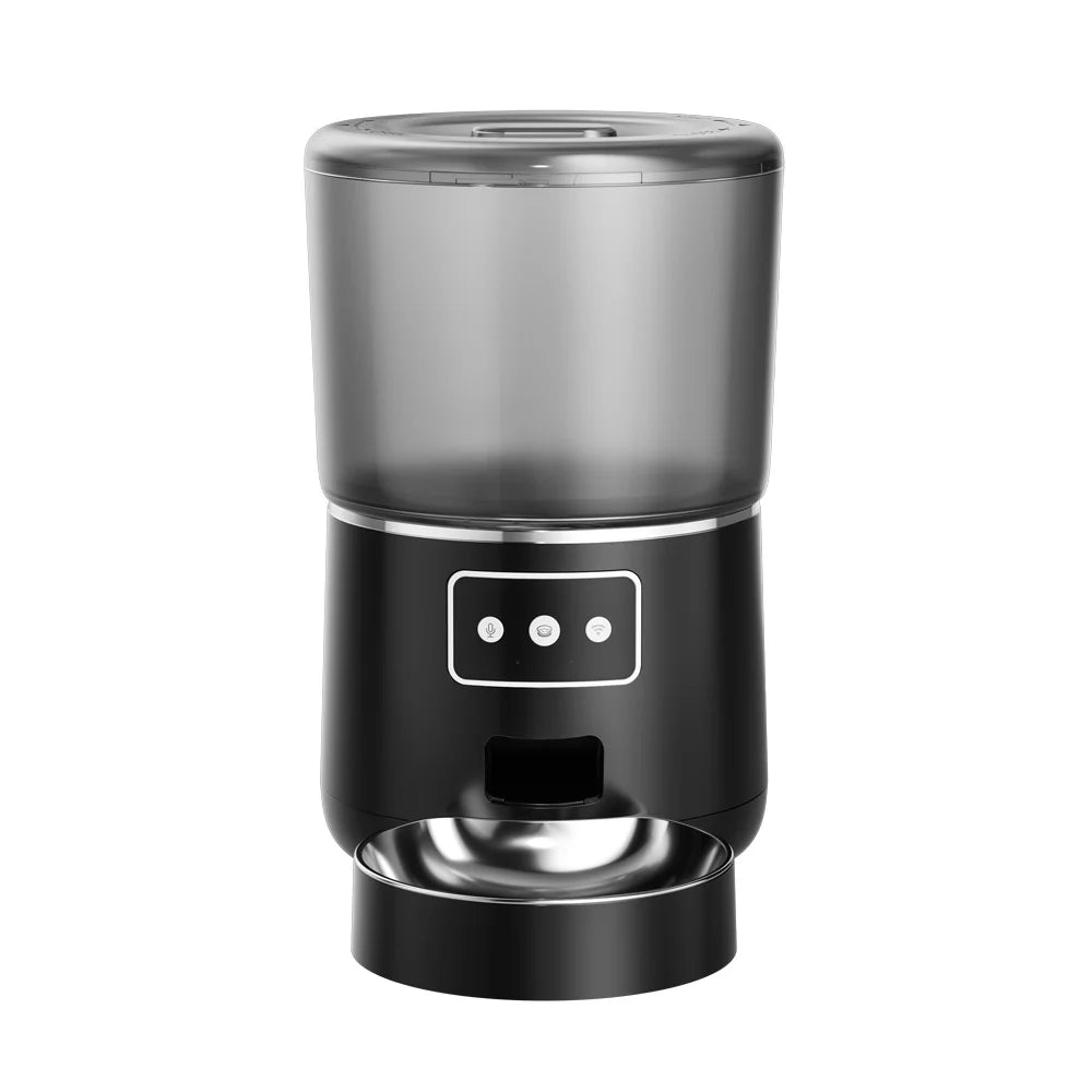 Wifi Pet Feeder Automatic Smart Dog Cat Dry  Dispenser Feeding Bowl 4L Black