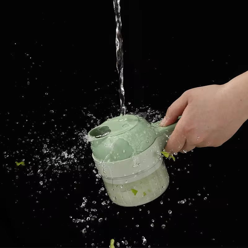 4In1 Electric Vegetable Cutter Set Handheld Wireless Electric Garlic Masher  Chopper Meat Grinder Machine  Peel Slice