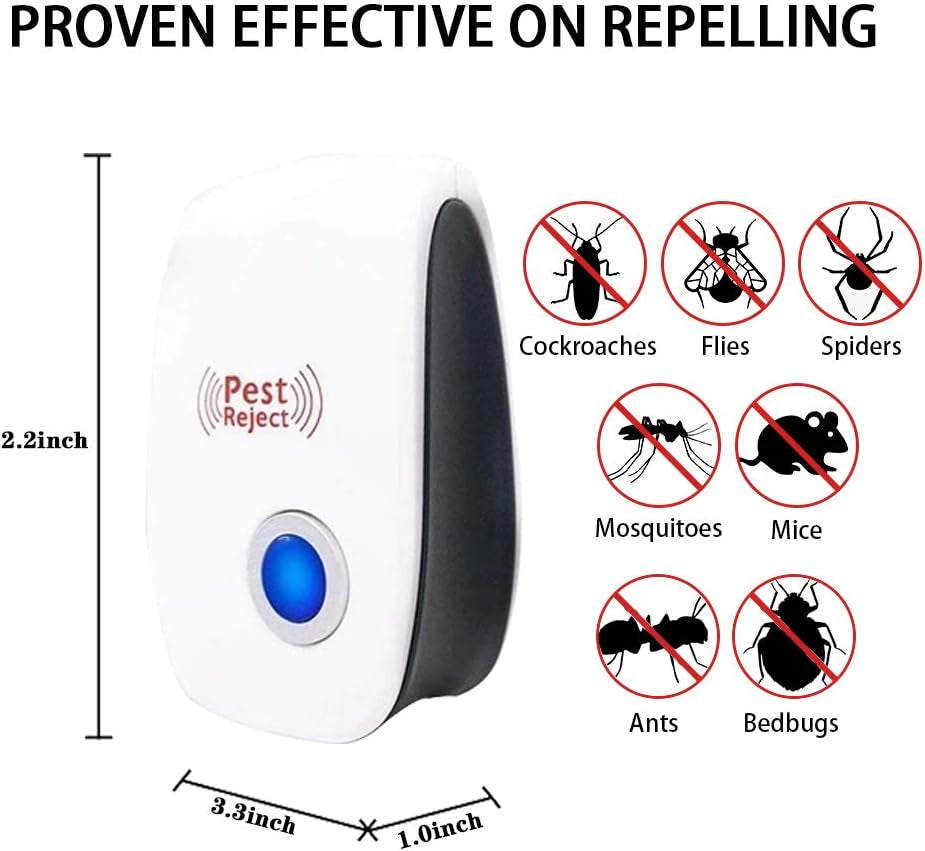 4 Pack Pest Repeller, Mice Repellent, Ant Cockroaches Mosquitoes Bed Bugs Spiders Repellent Indoor, Electronic Pest Repeller