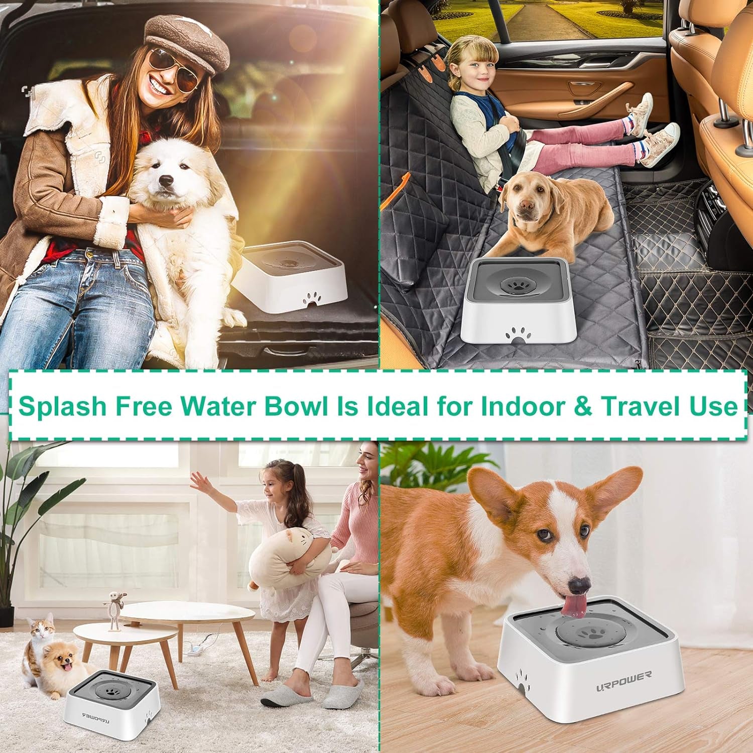 2.5L Dog Water Bowl 85Oz Large Capacity Dog Bowls No Spill Pet Water Dispenser for Messy Drinkers Splash Proof Slow Feeder Vehicle Carried  Bowl for Dogs, Cats &Pets