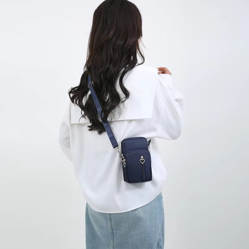 Waterproof Mobile Phone Bag Women'S Mini Oxford Crossbody Bag Daily Multi-Layer Zipper Purse Casual Outdoor  Nylon Bag