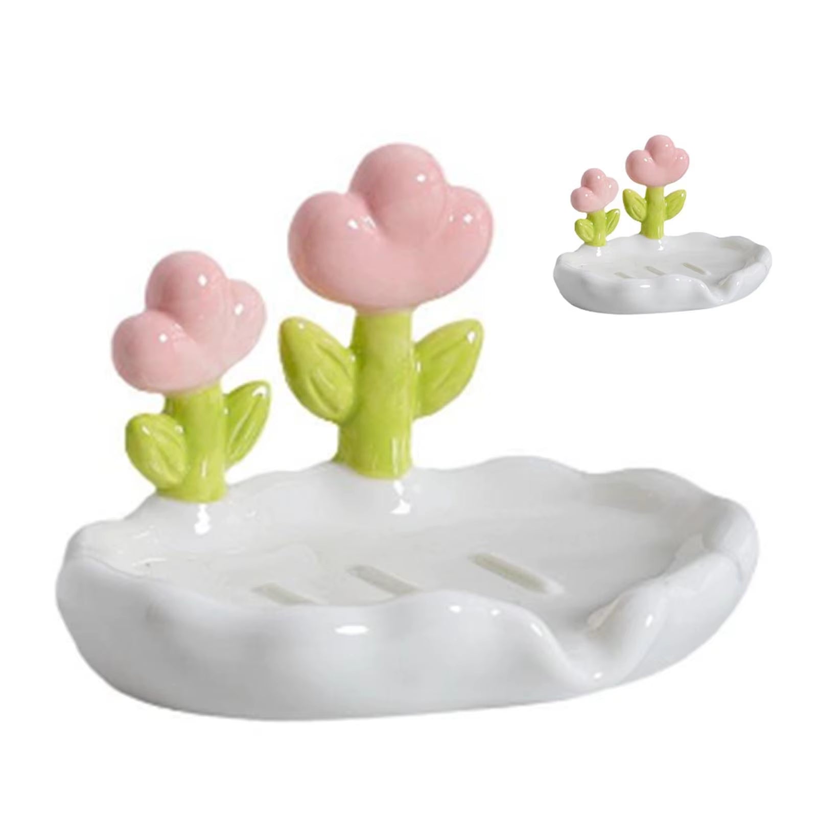 Laundry Soap Holder Cute PP Flower Soap Box Soap Dish Tray Drying Rack for Shower Sponge Container Drain Home Bathroom Accessory