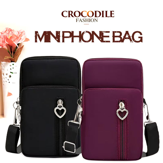 Waterproof Mobile Phone Bag Women'S Mini Oxford Crossbody Bag Daily Multi-Layer Zipper Purse Casual Outdoor  Nylon Bag